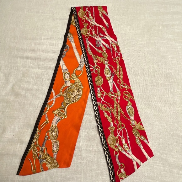 Hermes Bridges De Gala Maxi Twilly 100% Silk  8”x74”Made in France - Picture 2 of 16